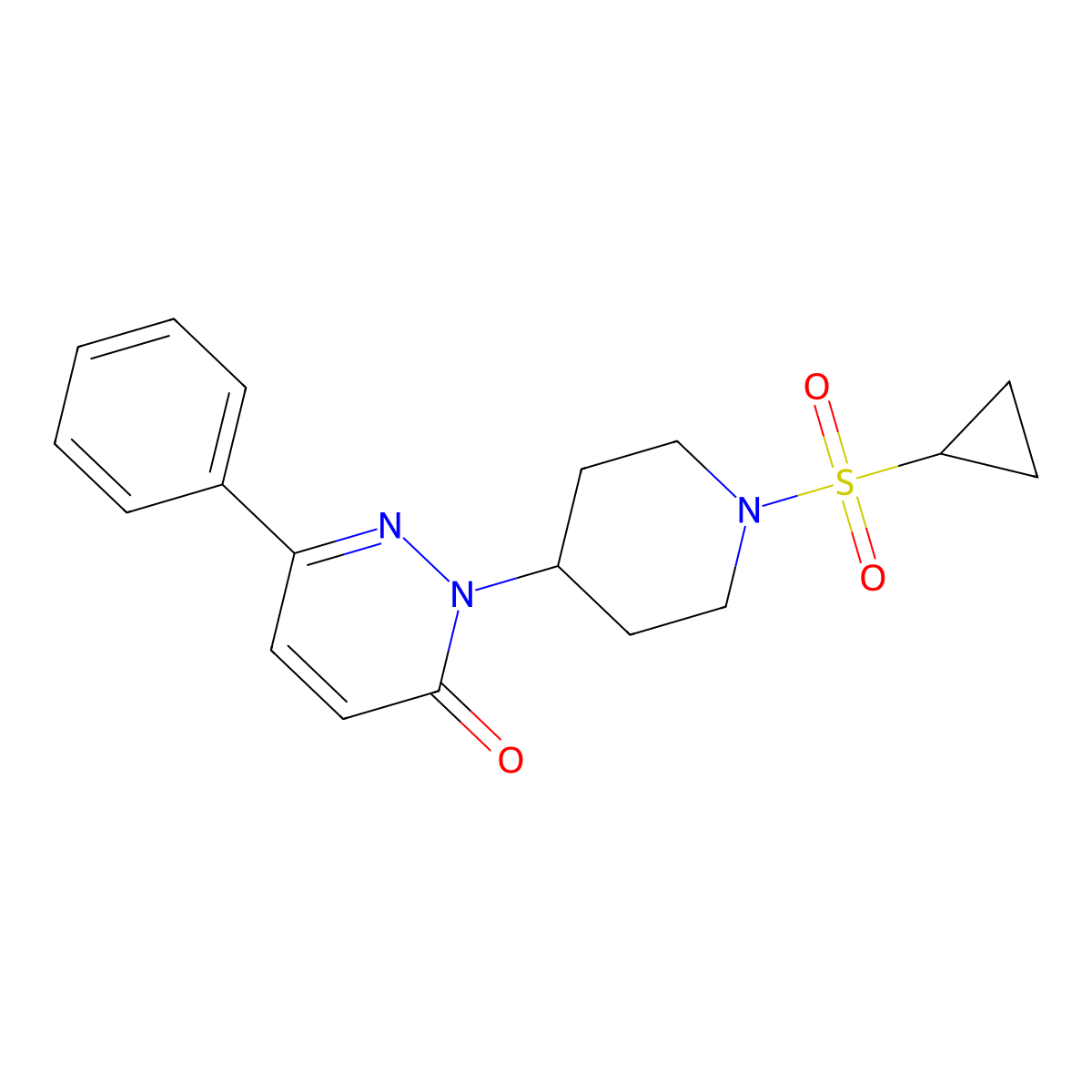 2-[1-(Cyclopropanesulfonyl)piperidin-4-yl]-6-phenyl-2,3-dihydropyridazin-3-one molecular structure, CAS 2379986-95-3