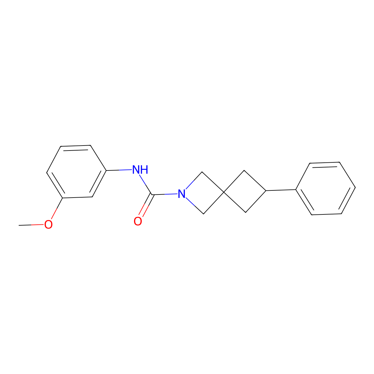 N-(3-Methoxyphenyl)-6-phenyl-2-azaspiro[3.3]heptane-2-carboxamide molecular structure, CAS 2379986-98-6