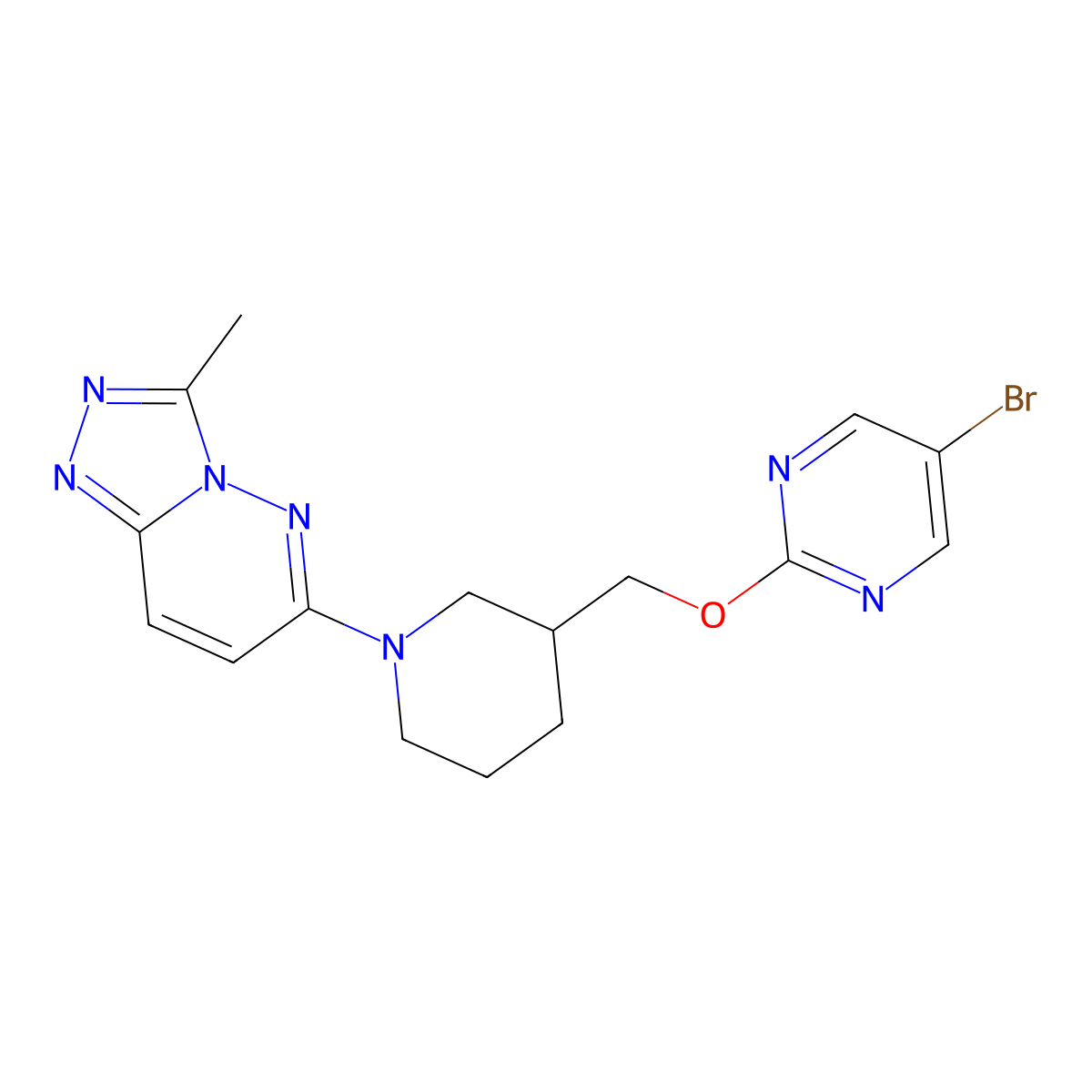 5-Bromo-2-[(1-{3-methyl-[1,2,4]triazolo[4,3-b]pyridazin-6-yl}piperidin-3-yl)methoxy]pyrimidine molecular structure, CAS 2379987-03-6