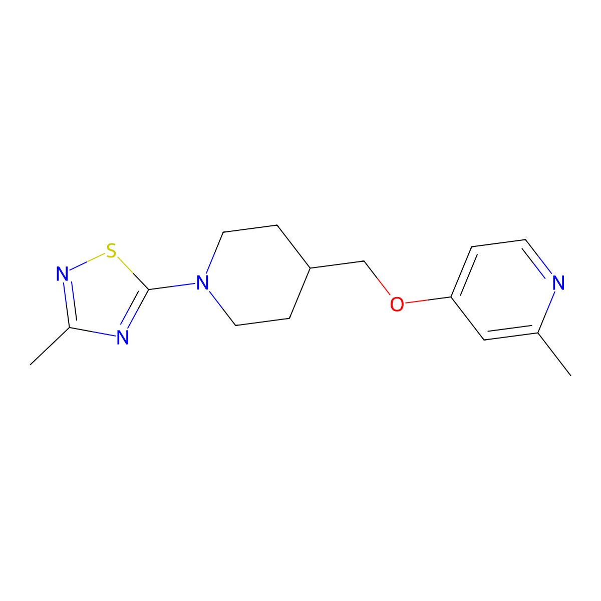 2-Methyl-4-{[1-(3-methyl-1,2,4-thiadiazol-5-yl)piperidin-4-yl]methoxy}pyridine molecular structure, CAS 2379987-04-7
