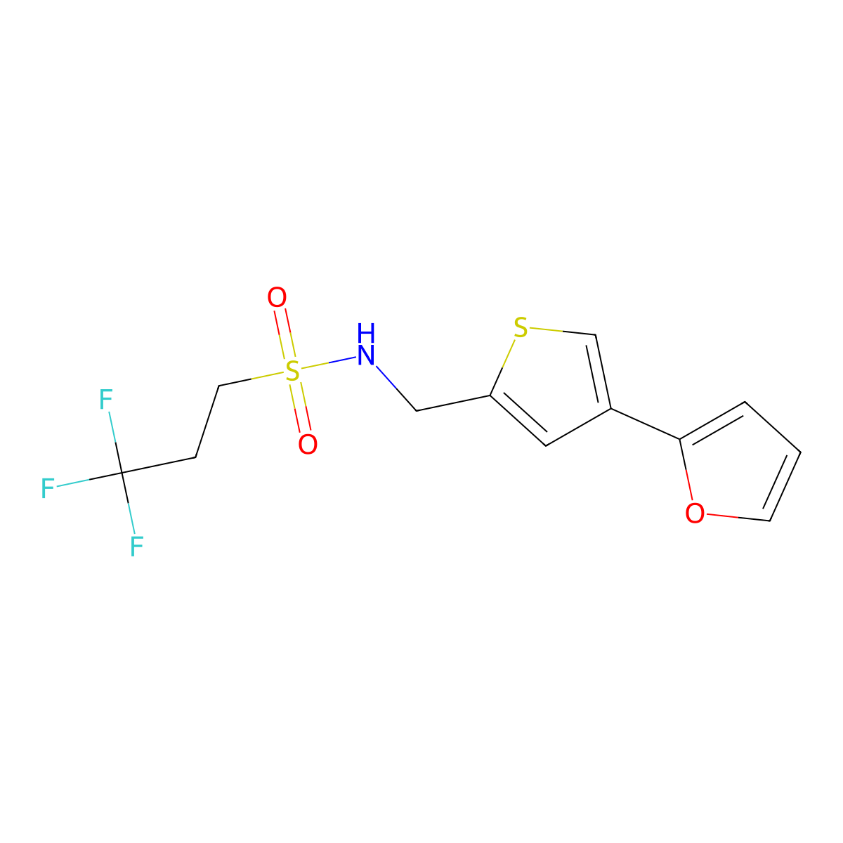 3,3,3-trifluoro-N-{[4-(furan-2-yl)thiophen-2-yl]methyl}propane-1-sulfonamide molecular structure, CAS 2379987-07-0