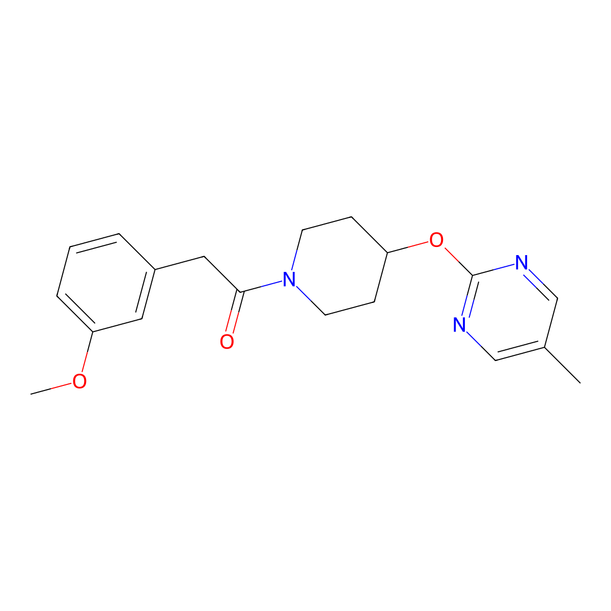 2-(3-Methoxyphenyl)-1-{4-[(5-methylpyrimidin-2-yl)oxy]piperidin-1-yl}ethan-1-one molecular structure, CAS 2379987-09-2