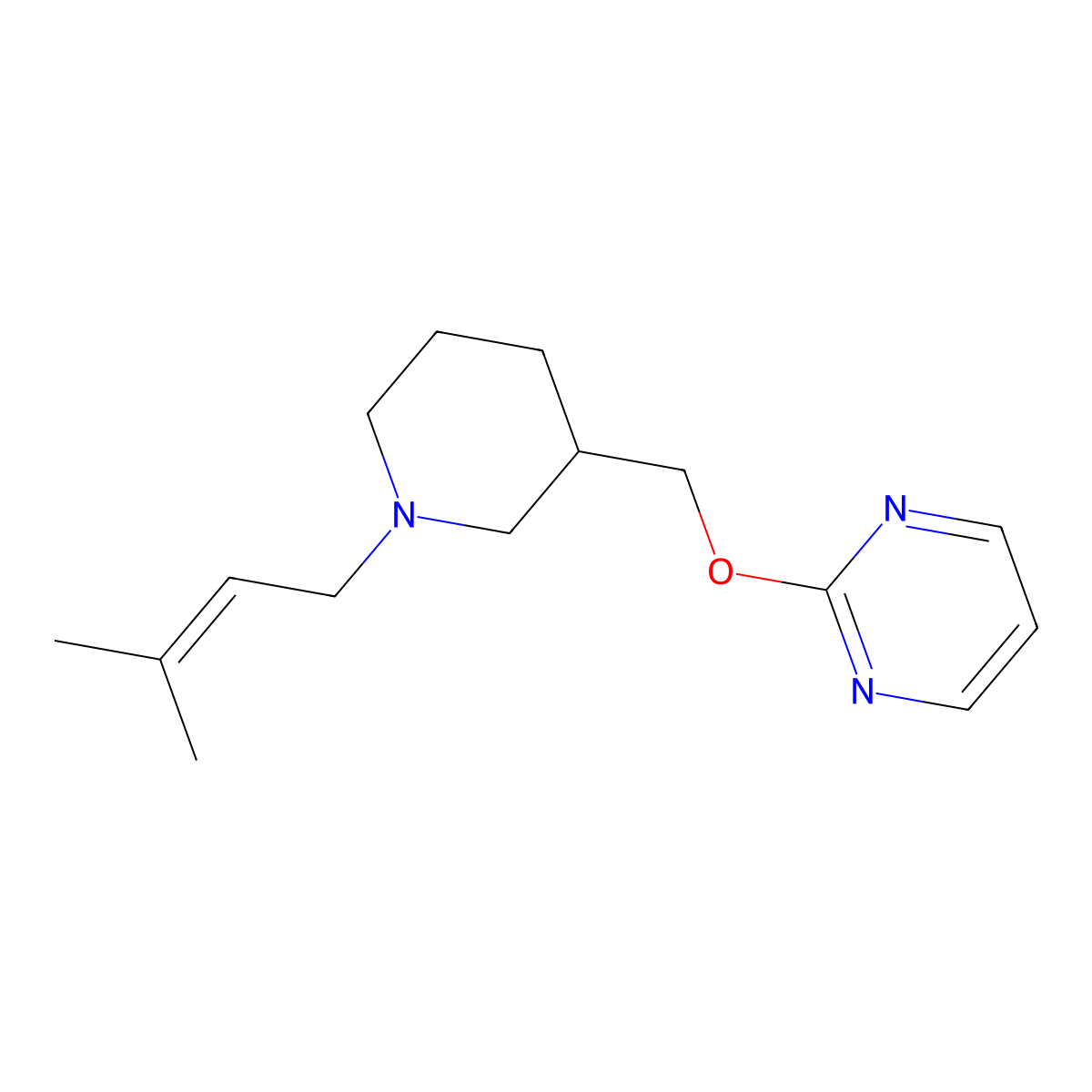2-{[1-(3-Methylbut-2-en-1-yl)piperidin-3-yl]methoxy}pyrimidine molecular structure, CAS 2379987-12-7