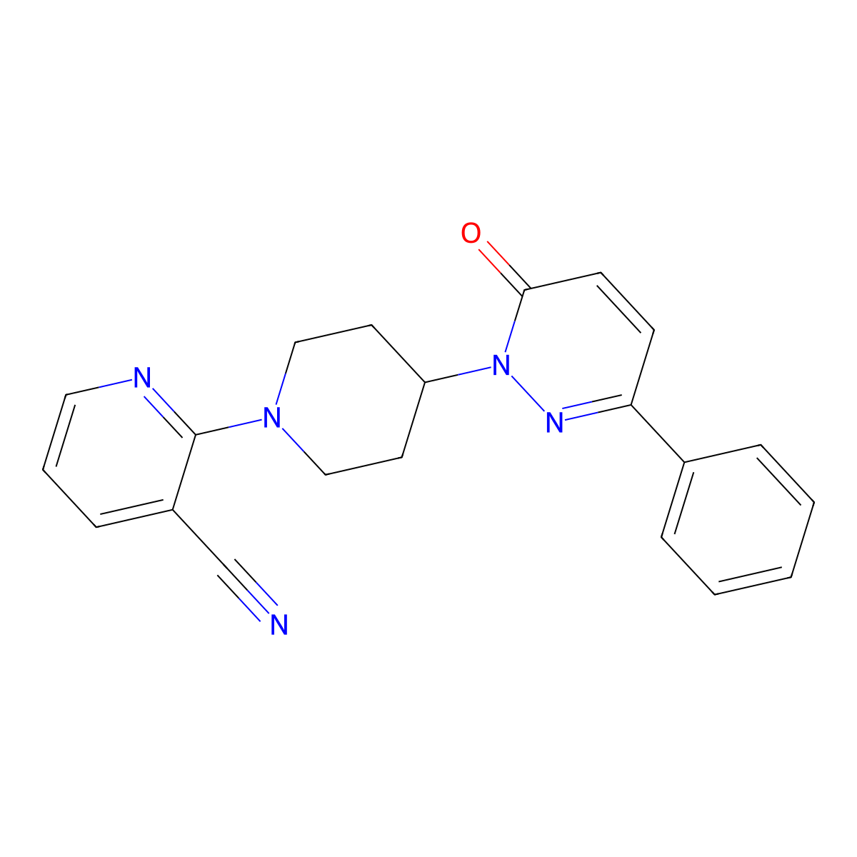2-[4-(6-Oxo-3-phenyl-1,6-dihydropyridazin-1-yl)piperidin-1-yl]pyridine-3-carbonitrile molecular structure, CAS 2379987-13-8