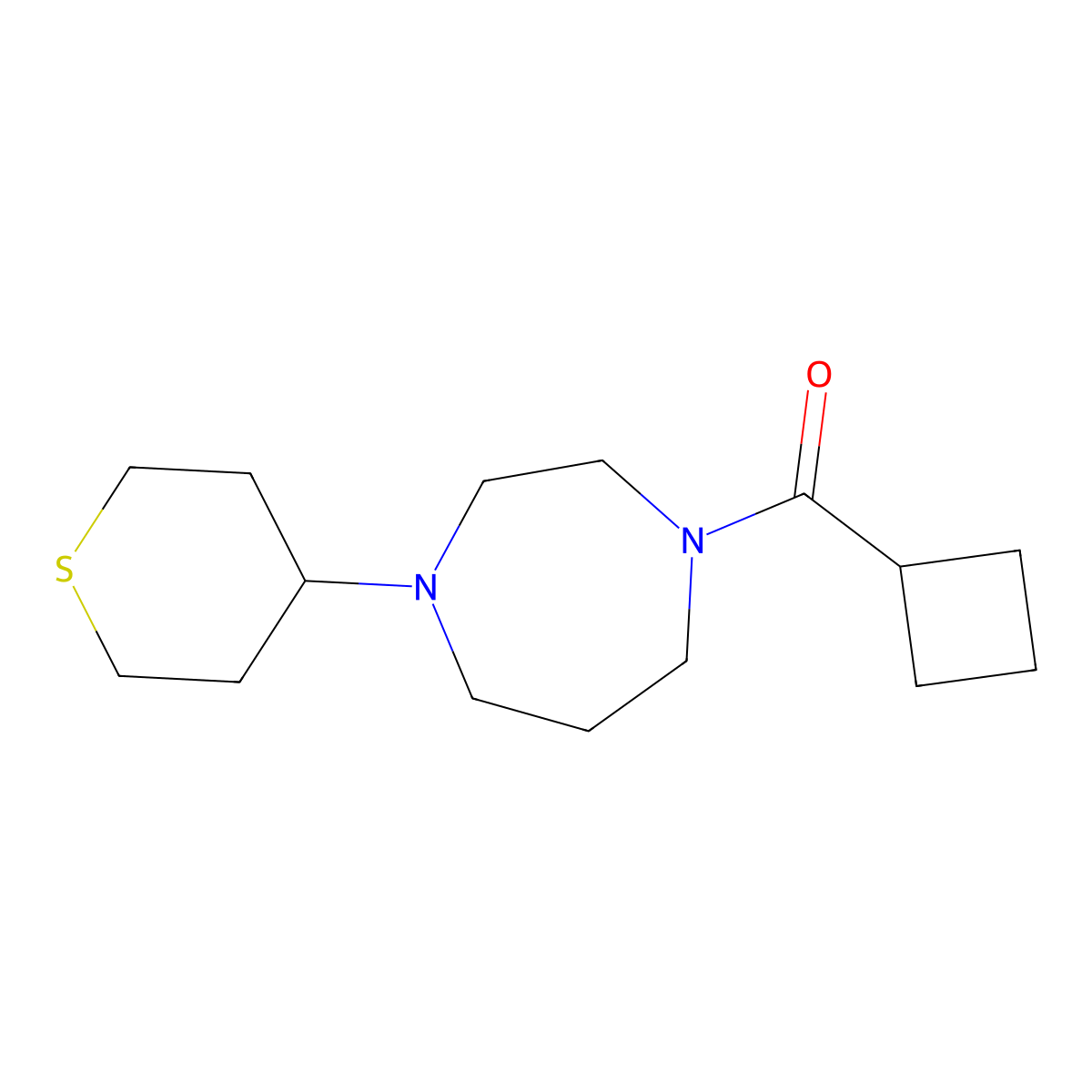 1-Cyclobutanecarbonyl-4-(thian-4-yl)-1,4-diazepane molecular structure, CAS 2379987-14-9