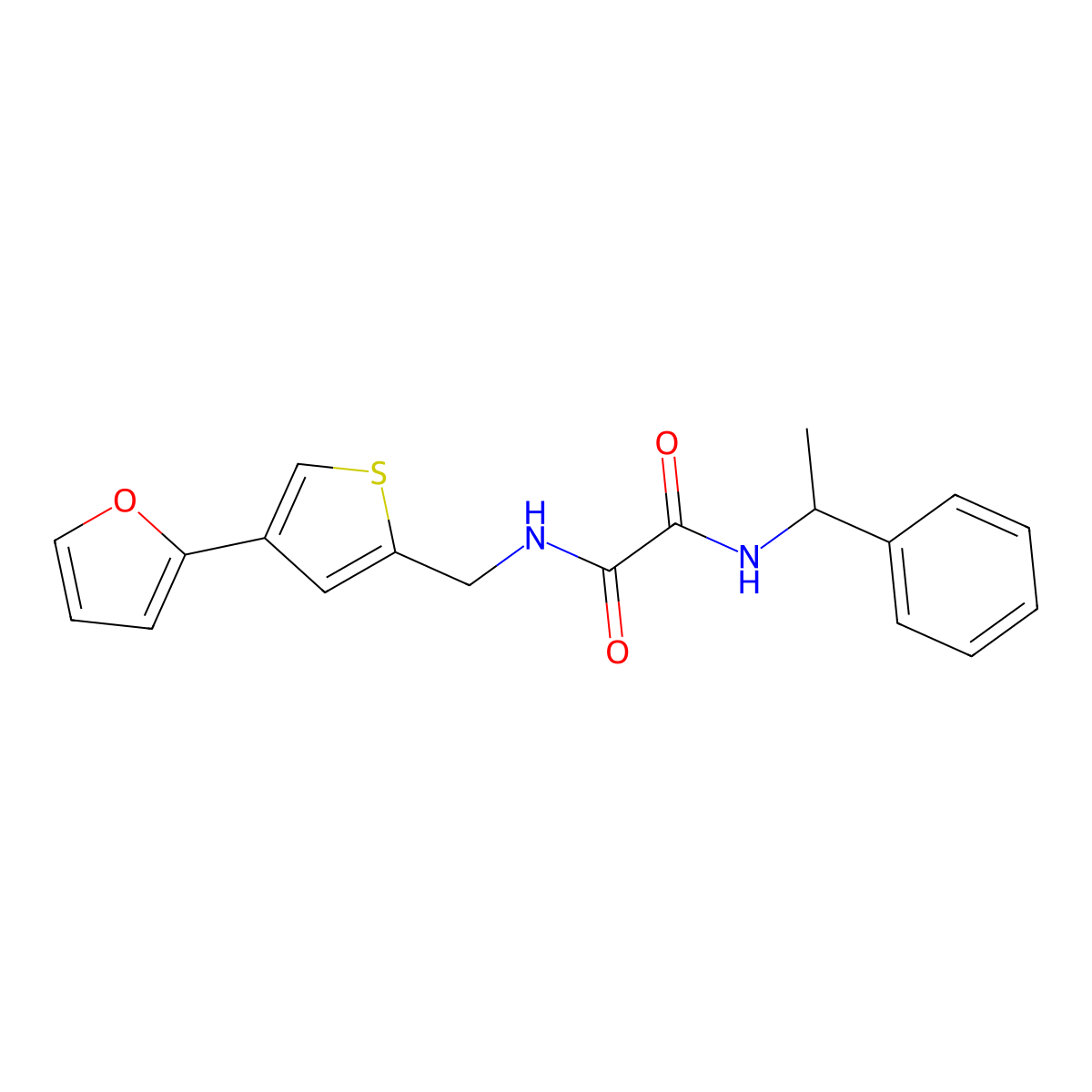 N-{[4-(furan-2-yl)thiophen-2-yl]methyl}-N'-(1-phenylethyl)ethanediamide molecular structure, CAS 2379987-16-1