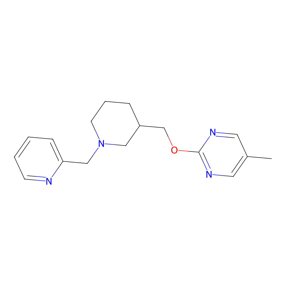 5-Methyl-2-({1-[(pyridin-2-yl)methyl]piperidin-3-yl}methoxy)pyrimidine molecular structure, CAS 2379987-20-7