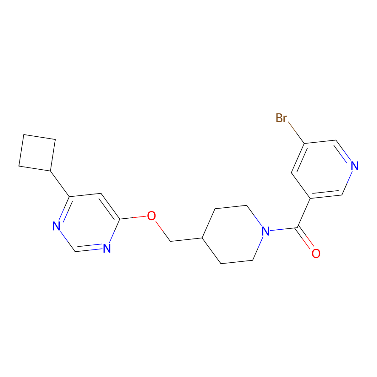 4-{[1-(5-Bromopyridine-3-carbonyl)piperidin-4-yl]methoxy}-6-cyclobutylpyrimidine molecular structure, CAS 2379987-22-9