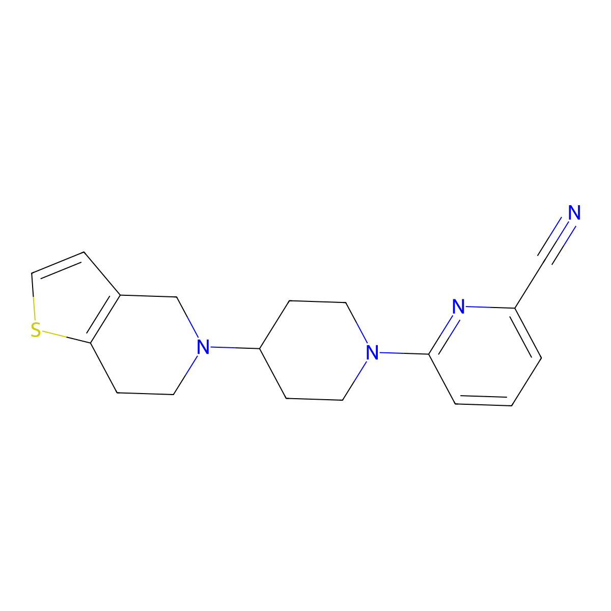 6-(4-{4H,5H,6H,7H-thieno[3,2-c]pyridin-5-yl}piperidin-1-yl)pyridine-2-carbonitrile molecular structure, CAS 2379987-23-0