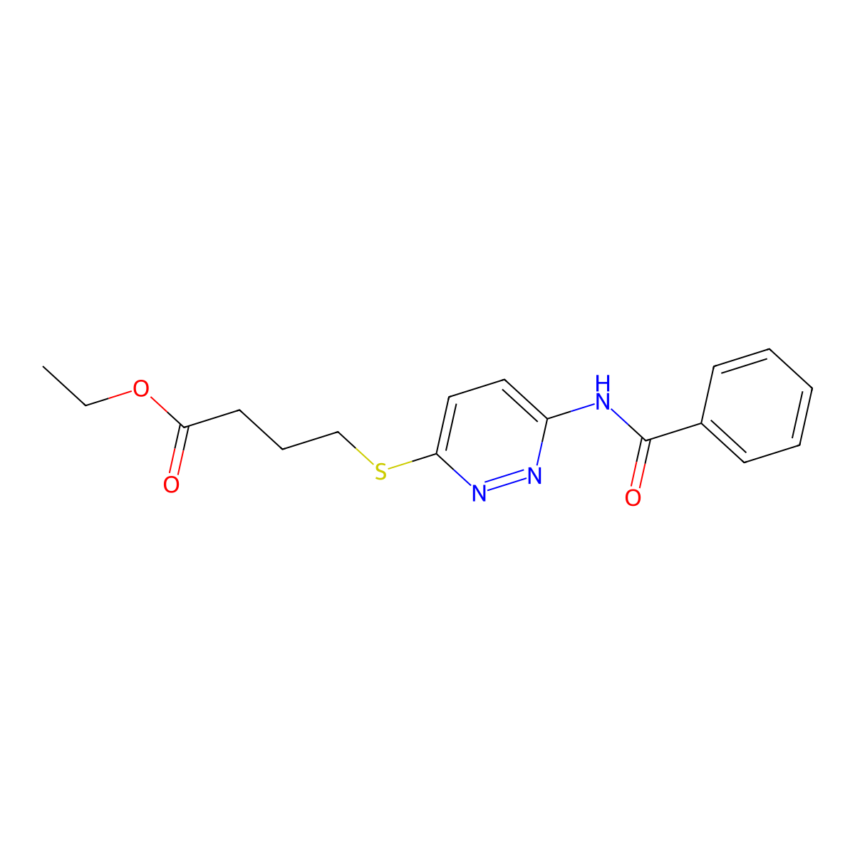 Ethyl 4-(6-benzamidopyridazin-3-yl)sulfanylbutanoate molecular structure, CAS 2379987-26-3