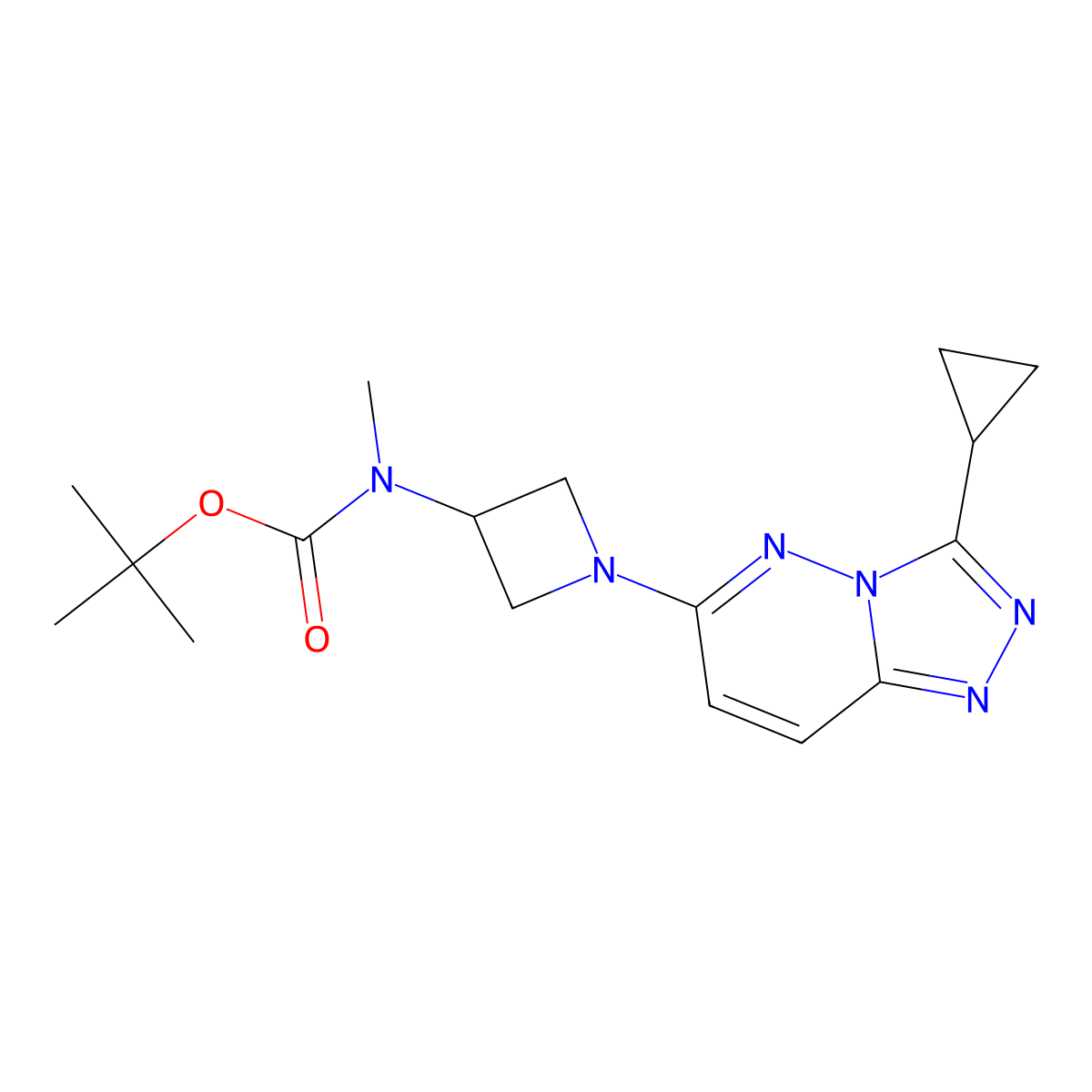 tert-butyl N-(1-{3-cyclopropyl-[1,2,4]triazolo[4,3-b]pyridazin-6-yl}azetidin-3-yl)-N-methylcarbamate molecular structure, CAS 2379987-28-5