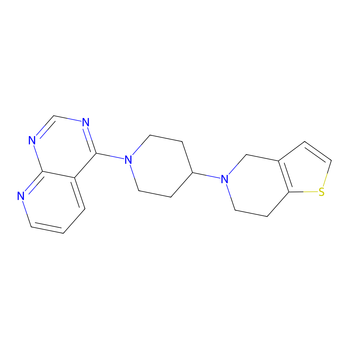 1-{pyrido[2,3-d]pyrimidin-4-yl}-4-{4H,5H,6H,7H-thieno[3,2-c]pyridin-5-yl}piperidine molecular structure, CAS 2379987-56-9