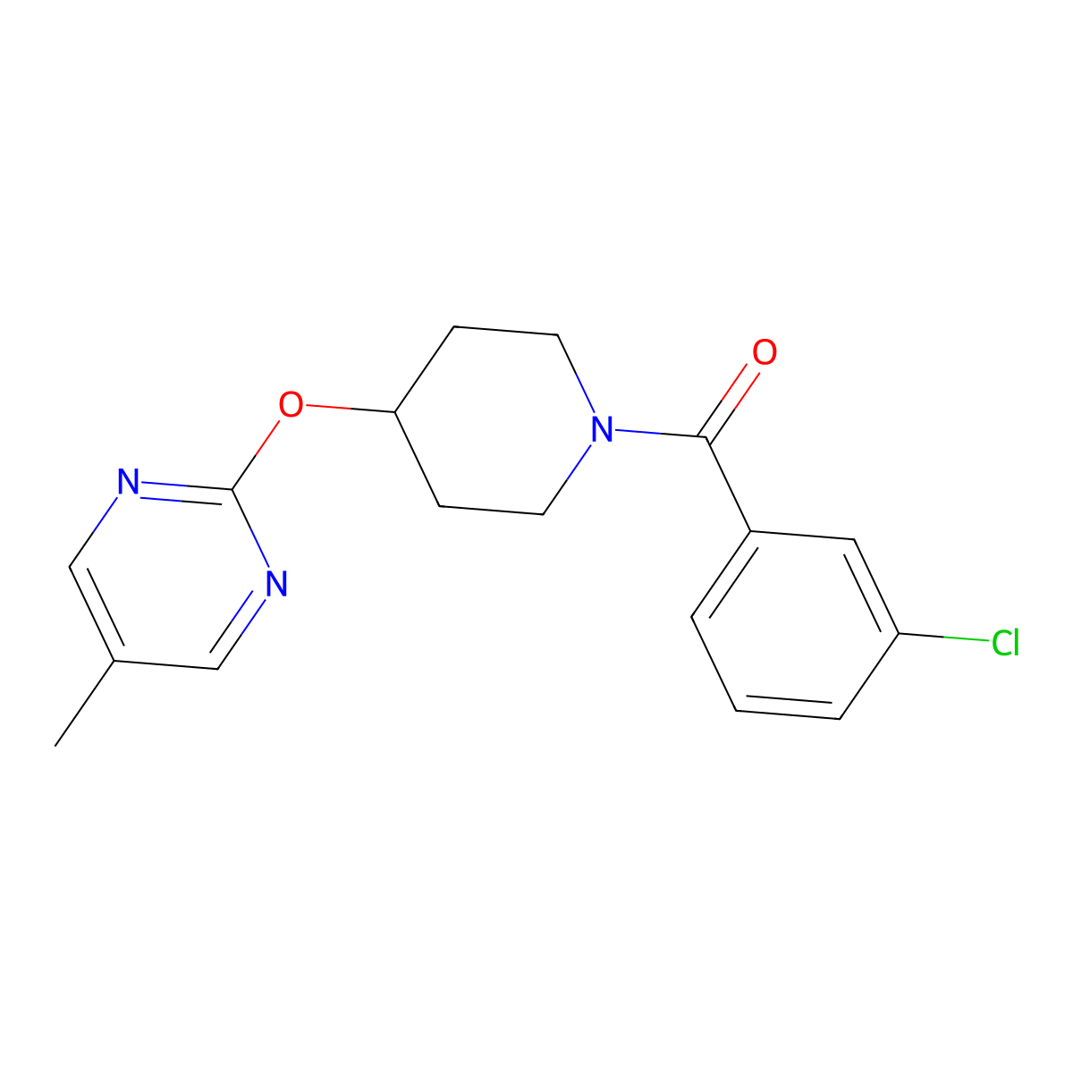 2-{[1-(3-Chlorobenzoyl)piperidin-4-yl]oxy}-5-methylpyrimidine molecular structure, CAS 2379987-58-1