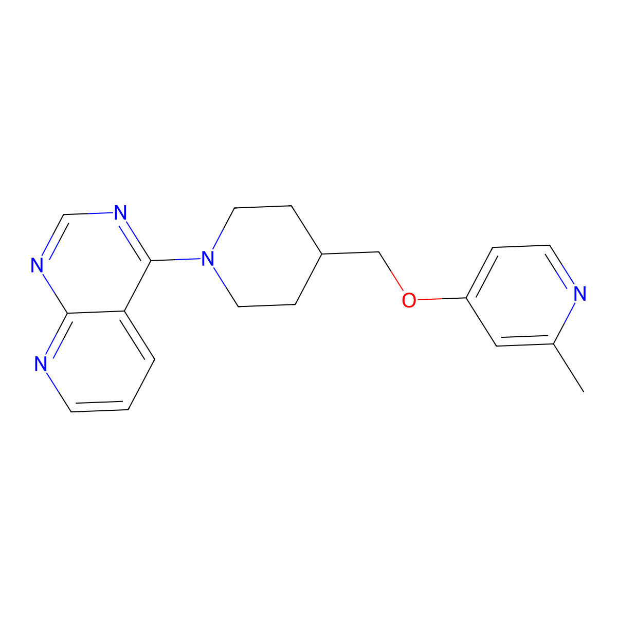 2-Methyl-4-[(1-{pyrido[2,3-d]pyrimidin-4-yl}piperidin-4-yl)methoxy]pyridine molecular structure, CAS 2379987-72-9
