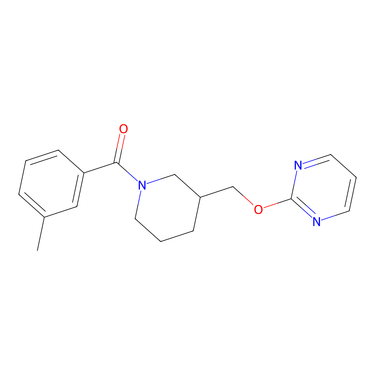 2-{[1-(3-Methylbenzoyl)piperidin-3-yl]methoxy}pyrimidine molecular structure, CAS 2379987-73-0