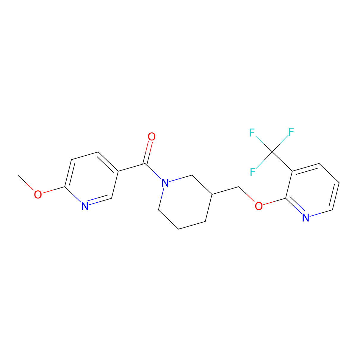 2-{[1-(6-Methoxypyridine-3-carbonyl)piperidin-3-yl]methoxy}-3-(trifluoromethyl)pyridine molecular structure, CAS 2379987-76-3