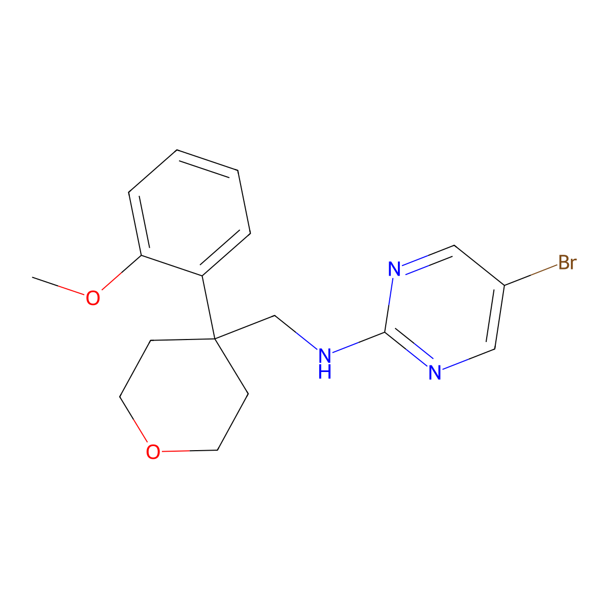 5-bromo-N-{[4-(2-methoxyphenyl)oxan-4-yl]methyl}pyrimidin-2-amine molecular structure, CAS 2379987-82-1