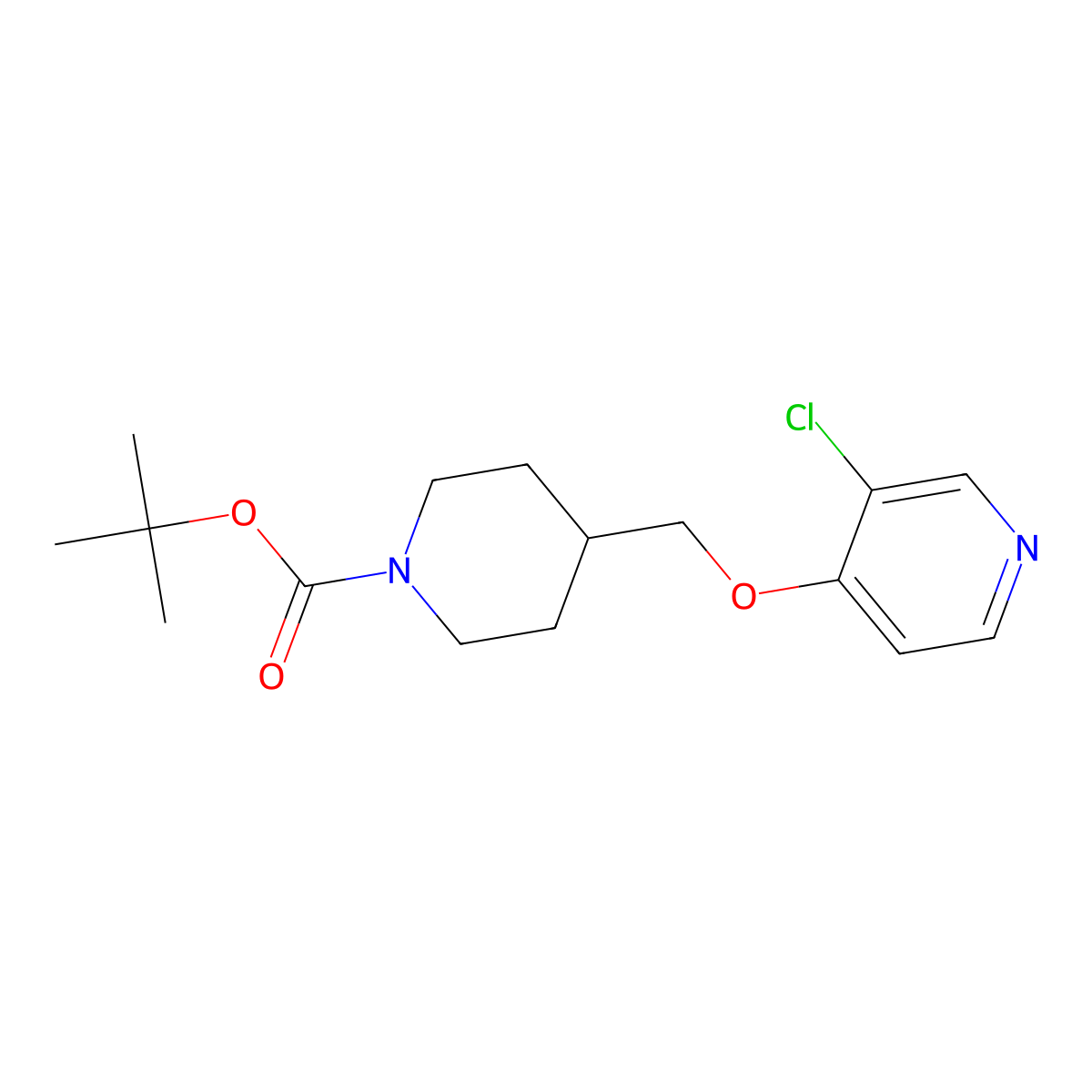 Tert-butyl 4-{[(3-chloropyridin-4-yl)oxy]methyl}piperidine-1-carboxylate molecular structure, CAS 2379987-87-6
