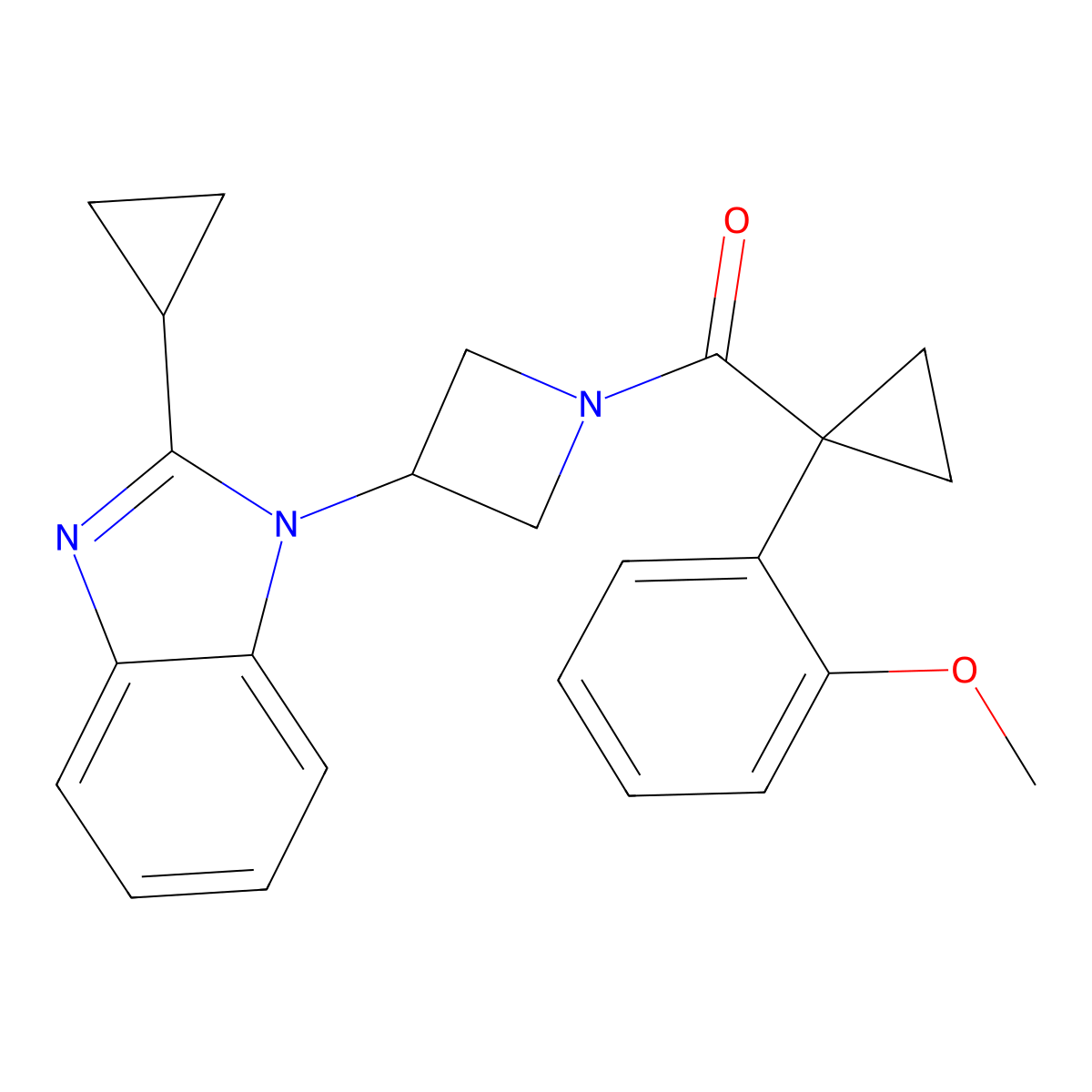 2-cyclopropyl-1-{1-[1-(2-methoxyphenyl)cyclopropanecarbonyl]azetidin-3-yl}-1H-1,3-benzodiazole molecular structure, CAS 2379988-00-6