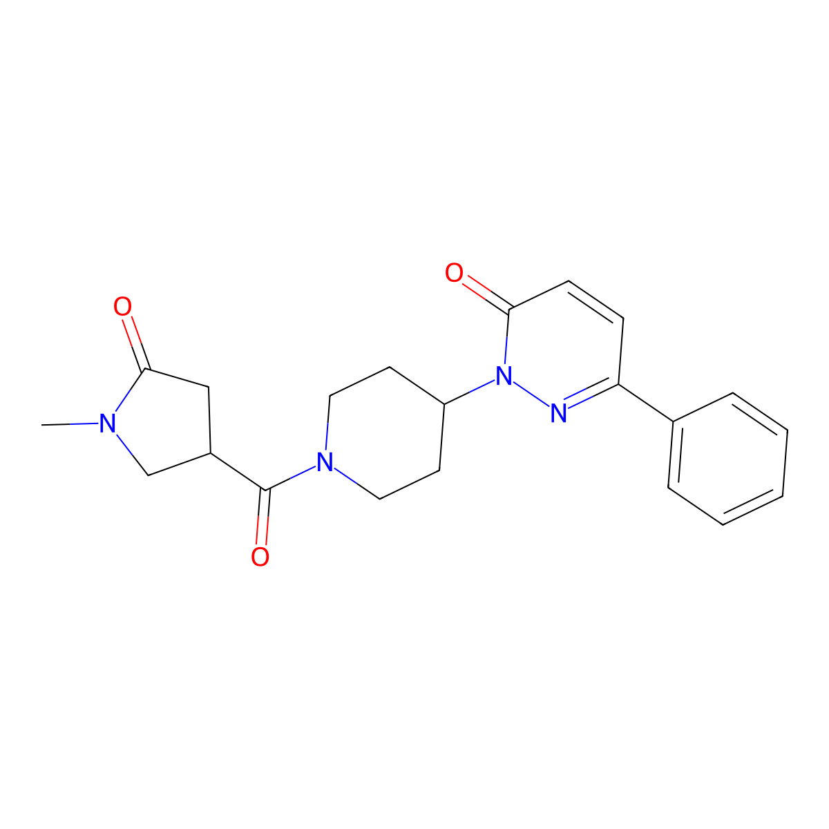 2-[1-(1-Methyl-5-oxopyrrolidine-3-carbonyl)piperidin-4-yl]-6-phenyl-2,3-dihydropyridazin-3-one molecular structure, CAS 2379988-04-0