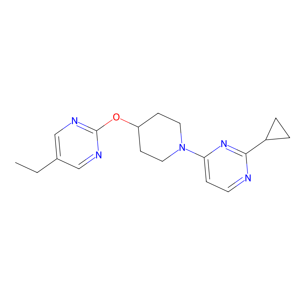 2-Cyclopropyl-4-{4-[(5-ethylpyrimidin-2-yl)oxy]piperidin-1-yl}pyrimidine molecular structure, CAS 2379988-07-3
