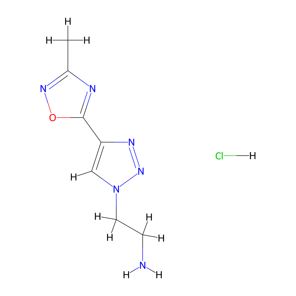 2-[4-(3-methyl-1,2,4-oxadiazol-5-yl)-1H-1,2,3-triazol-1-yl]ethan-1-amine hydrochloride molecular structure, CAS 2379988-08-4