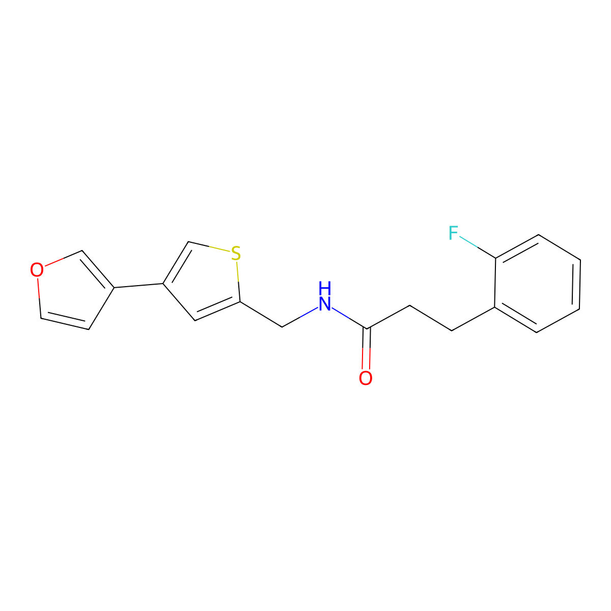 3-(2-fluorophenyl)-N-{[4-(furan-3-yl)thiophen-2-yl]methyl}propanamide molecular structure, CAS 2379988-18-6