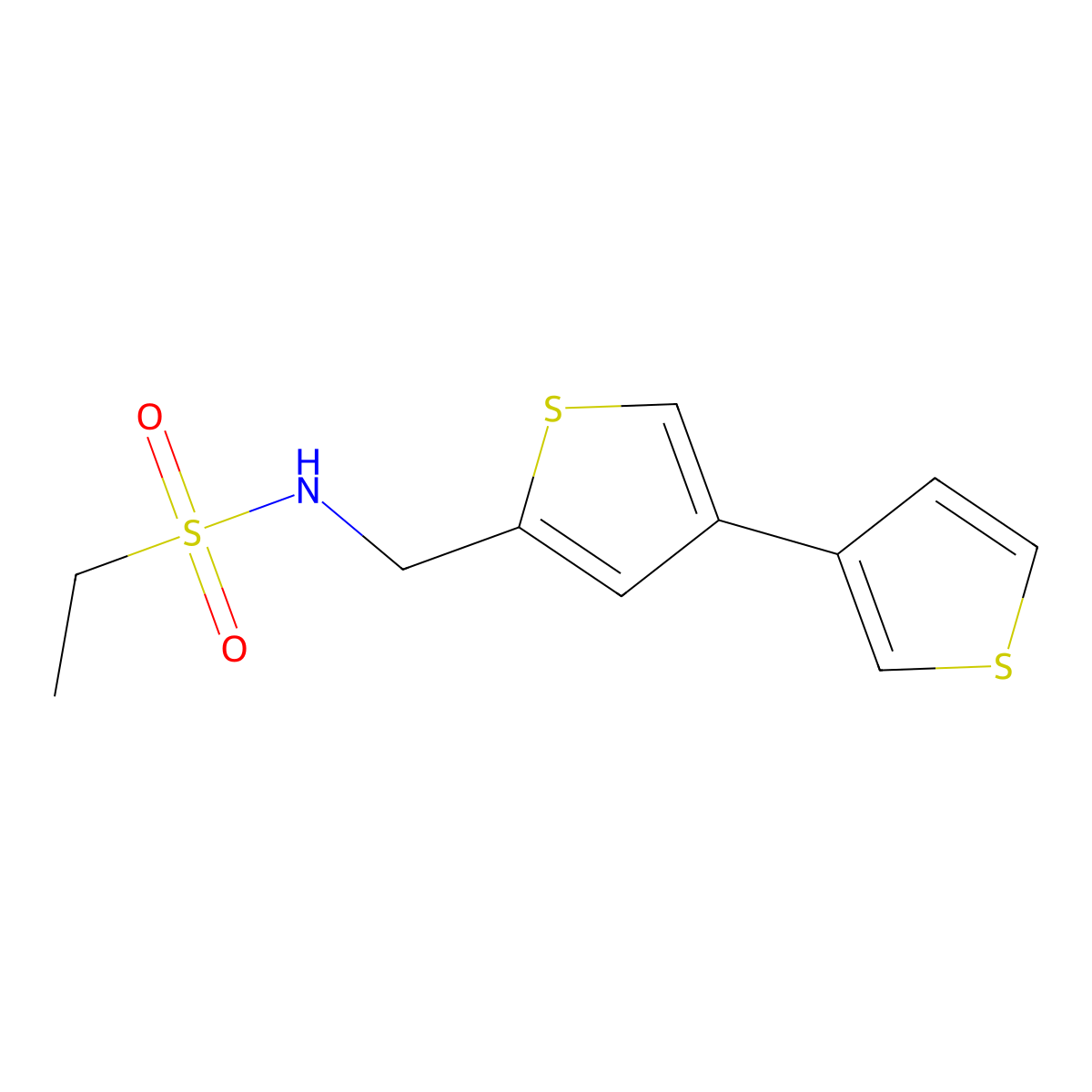 N-({[3,3'-bithiophene]-5-yl}methyl)ethane-1-sulfonamide molecular structure, CAS 2379988-24-4