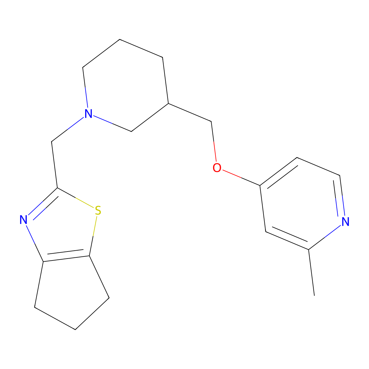 4-{[1-({4H,5H,6H-cyclopenta[d][1,3]thiazol-2-yl}methyl)piperidin-3-yl]methoxy}-2-methylpyridine molecular structure, CAS 2379988-35-7