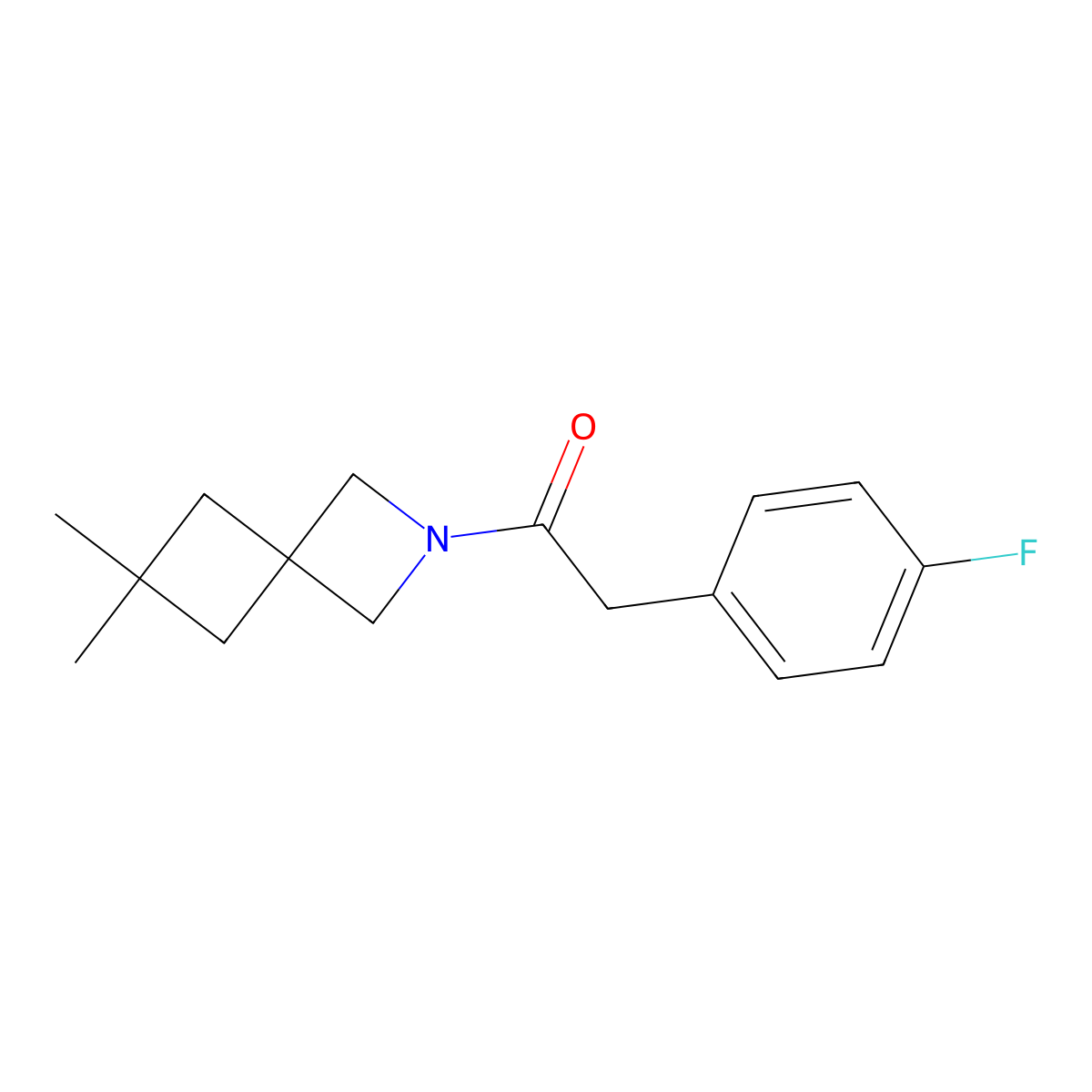 1-{6,6-Dimethyl-2-azaspiro[3.3]heptan-2-yl}-2-(4-fluorophenyl)ethan-1-one molecular structure, CAS 2379988-50-6