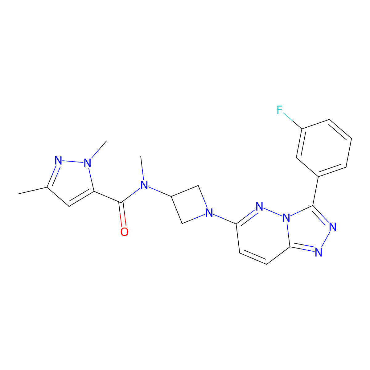 N-{1-[3-(3-fluorophenyl)-[1,2,4]triazolo[4,3-b]pyridazin-6-yl]azetidin-3-yl}-N,1,3-trimethyl-1H-pyrazole-5-carboxamide molecular structure, CAS 2379988-55-1