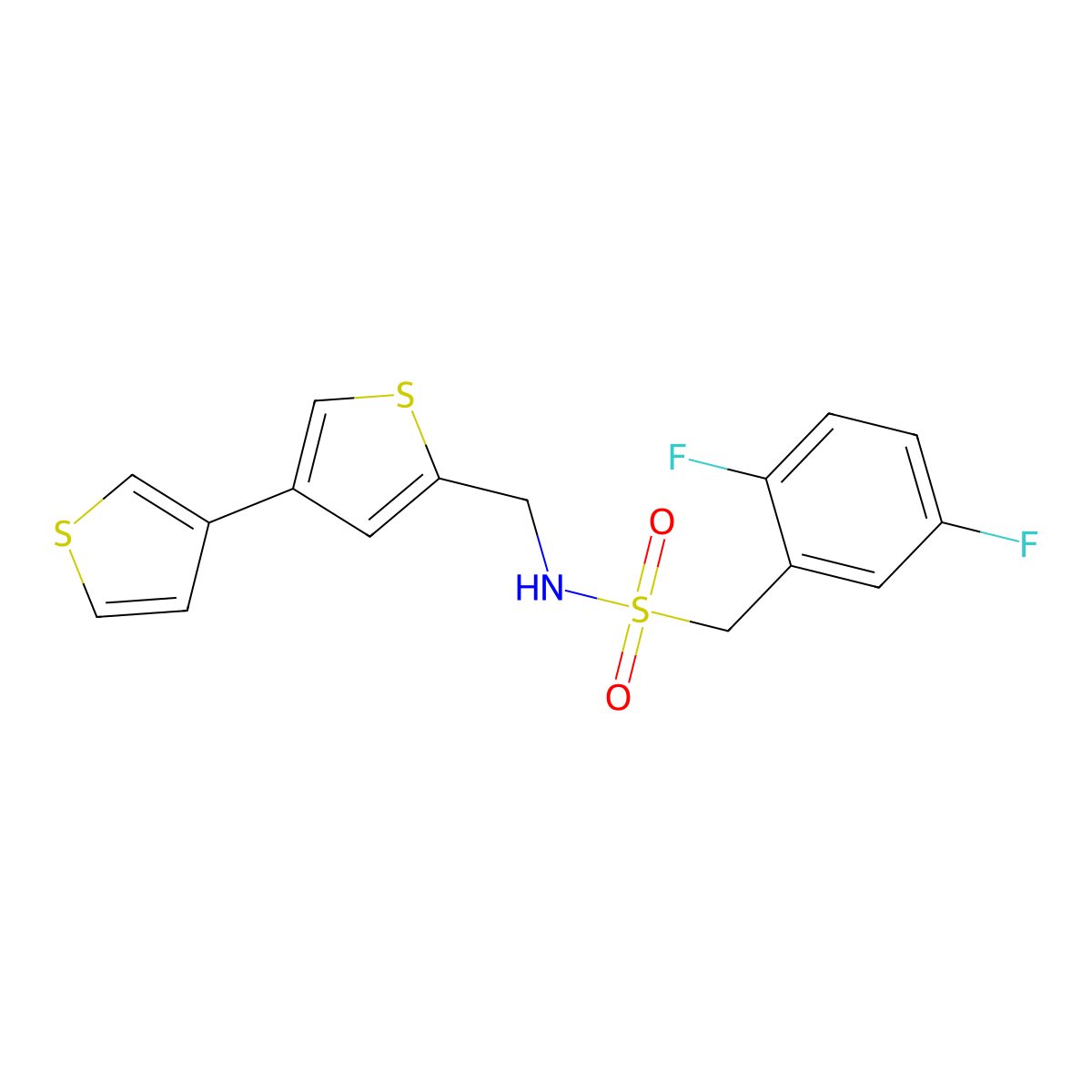1-(2,5-Difluorophenyl)-N-[(4-thiophen-3-ylthiophen-2-yl)methyl]methanesulfonamide molecular structure, CAS 2379988-58-4