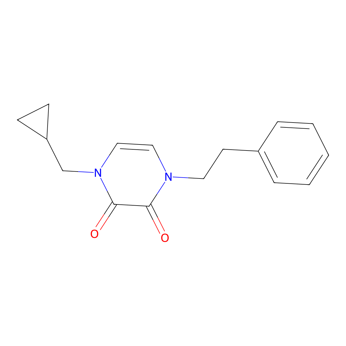 1-(Cyclopropylmethyl)-4-(2-phenylethyl)-1,2,3,4-tetrahydropyrazine-2,3-dione molecular structure, CAS 2379988-61-9