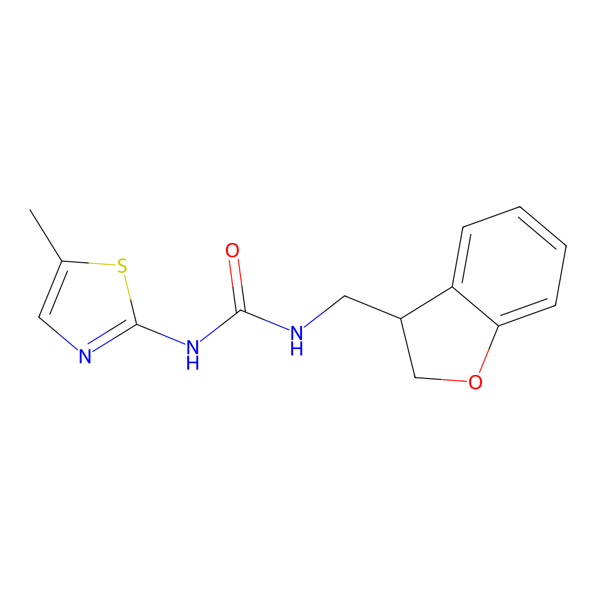 1-[(2,3-Dihydro-1-benzofuran-3-yl)methyl]-3-(5-methyl-1,3-thiazol-2-yl)urea molecular structure, CAS 2379988-70-0