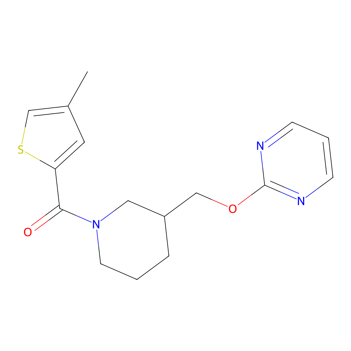 2-{[1-(4-Methylthiophene-2-carbonyl)piperidin-3-yl]methoxy}pyrimidine molecular structure, CAS 2379988-72-2