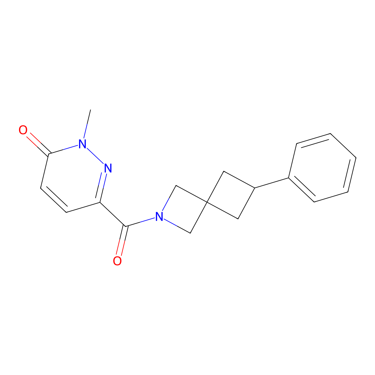 2-Methyl-6-{6-phenyl-2-azaspiro[3.3]heptane-2-carbonyl}-2,3-dihydropyridazin-3-one molecular structure, CAS 2379988-75-5