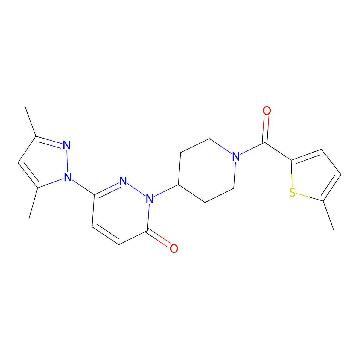 6-(3,5-dimethyl-1H-pyrazol-1-yl)-2-[1-(5-methylthiophene-2-carbonyl)piperidin-4-yl]-2,3-dihydropyridazin-3-one molecular structure, CAS 2379988-81-3