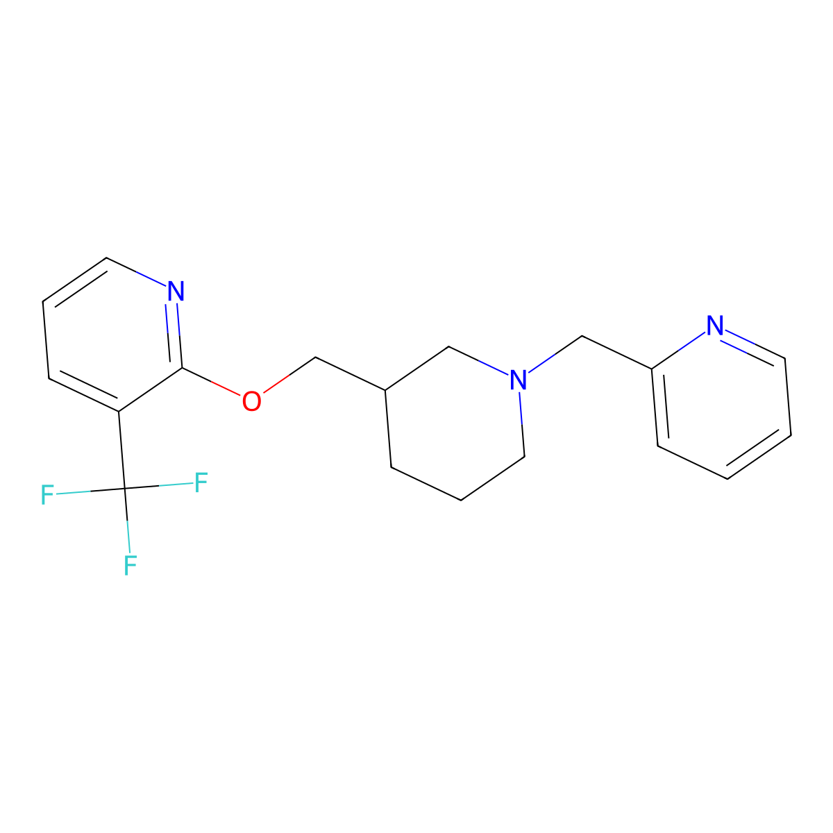 2-({1-[(Pyridin-2-yl)methyl]piperidin-3-yl}methoxy)-3-(trifluoromethyl)pyridine molecular structure, CAS 2379988-83-5