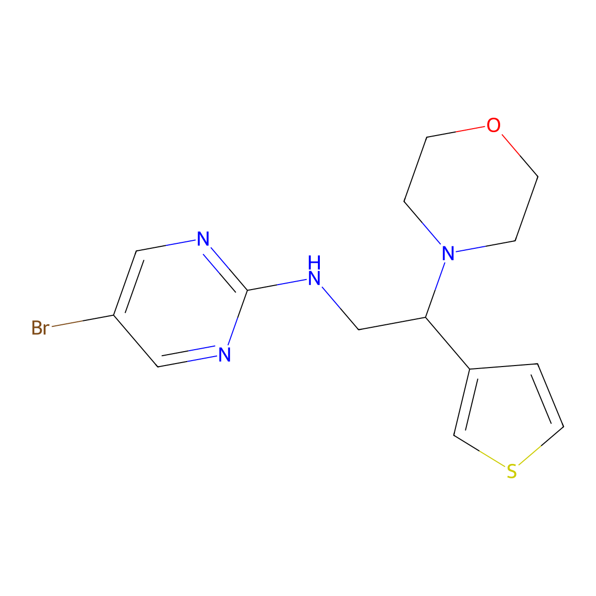 5-bromo-N-[2-(morpholin-4-yl)-2-(thiophen-3-yl)ethyl]pyrimidin-2-amine molecular structure, CAS 2379988-84-6