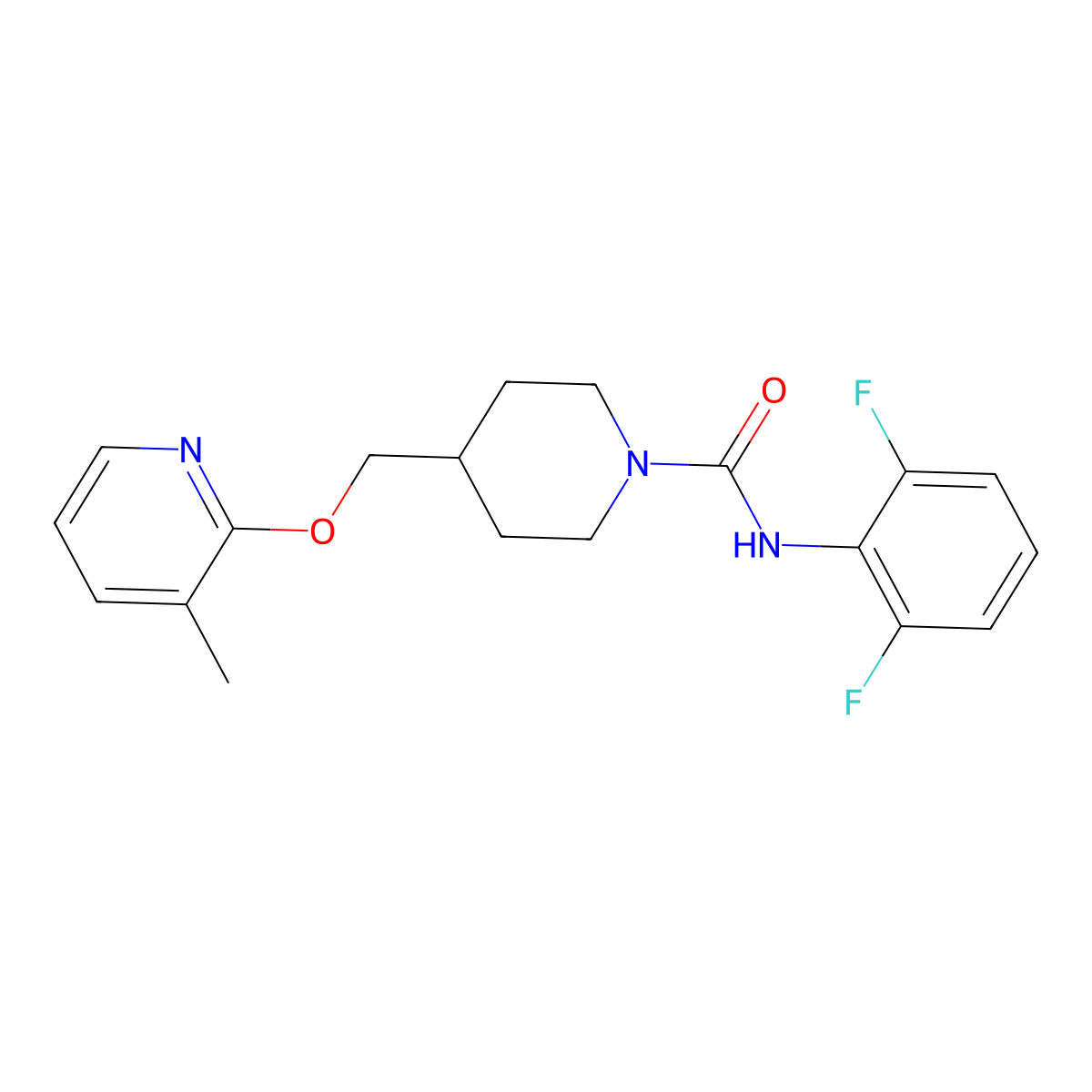 N-(2,6-difluorophenyl)-4-{[(3-methylpyridin-2-yl)oxy]methyl}piperidine-1-carboxamide molecular structure, CAS 2379988-86-8