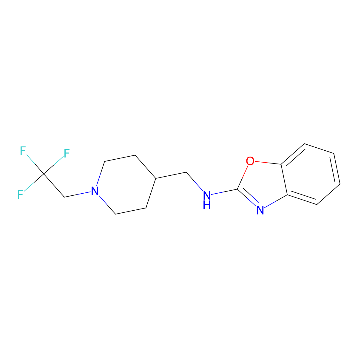 N-{[1-(2,2,2-trifluoroethyl)piperidin-4-yl]methyl}-1,3-benzoxazol-2-amine molecular structure, CAS 2379989-03-2