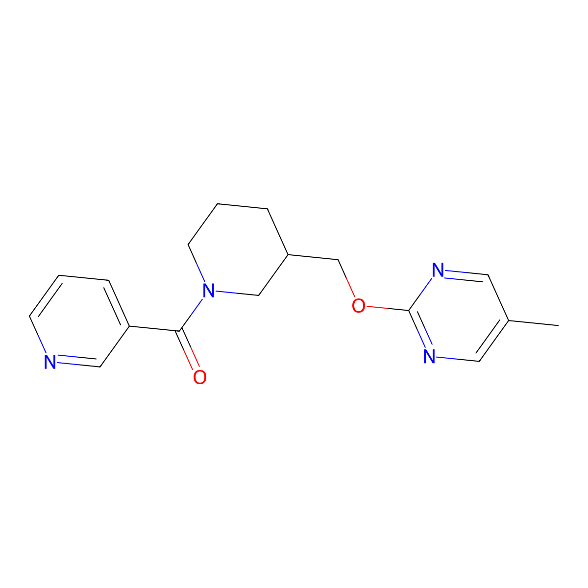 5-Methyl-2-{[1-(pyridine-3-carbonyl)piperidin-3-yl]methoxy}pyrimidine molecular structure, CAS 2379989-11-2