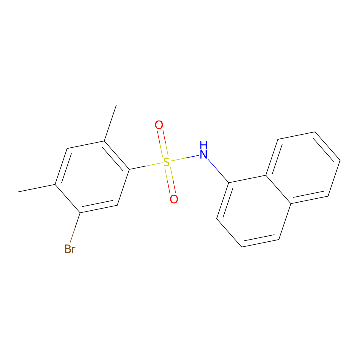 5-bromo-2,4-dimethyl-N-(naphthalen-1-yl)benzene-1-sulfonamide molecular structure, CAS 2379989-13-4