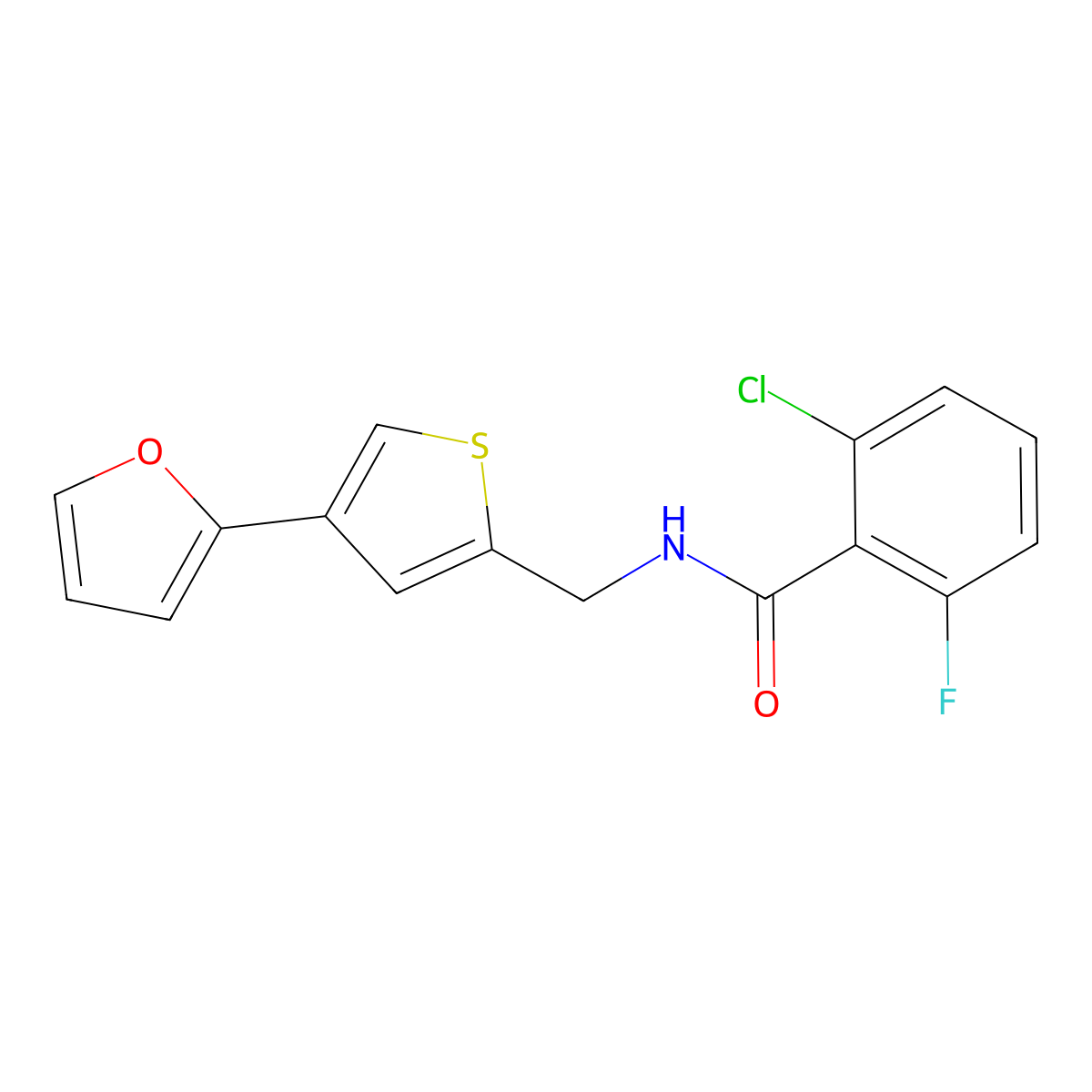 2-chloro-6-fluoro-N-{[4-(furan-2-yl)thiophen-2-yl]methyl}benzamide molecular structure, CAS 2379989-21-4