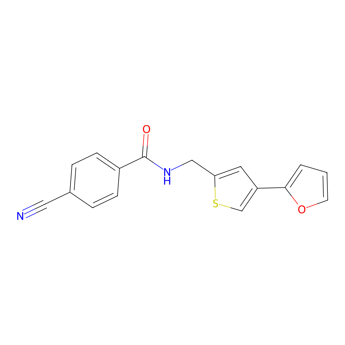 4-cyano-N-{[4-(furan-2-yl)thiophen-2-yl]methyl}benzamide molecular structure, CAS 2379989-25-8