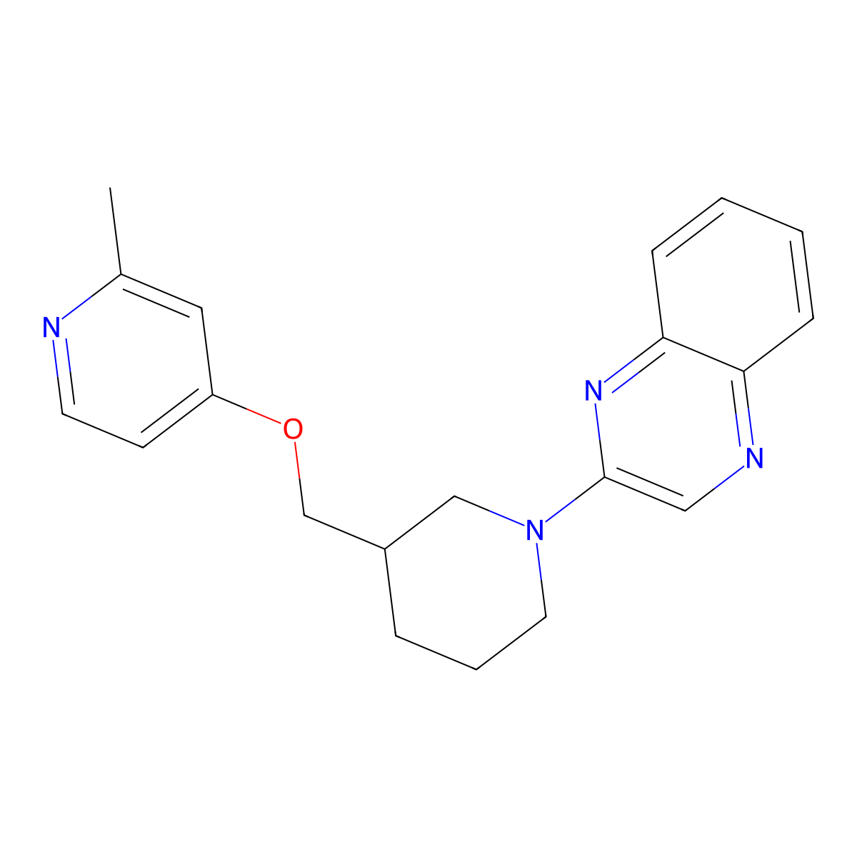 2-(3-{[(2-Methylpyridin-4-yl)oxy]methyl}piperidin-1-yl)quinoxaline molecular structure, CAS 2379989-26-9
