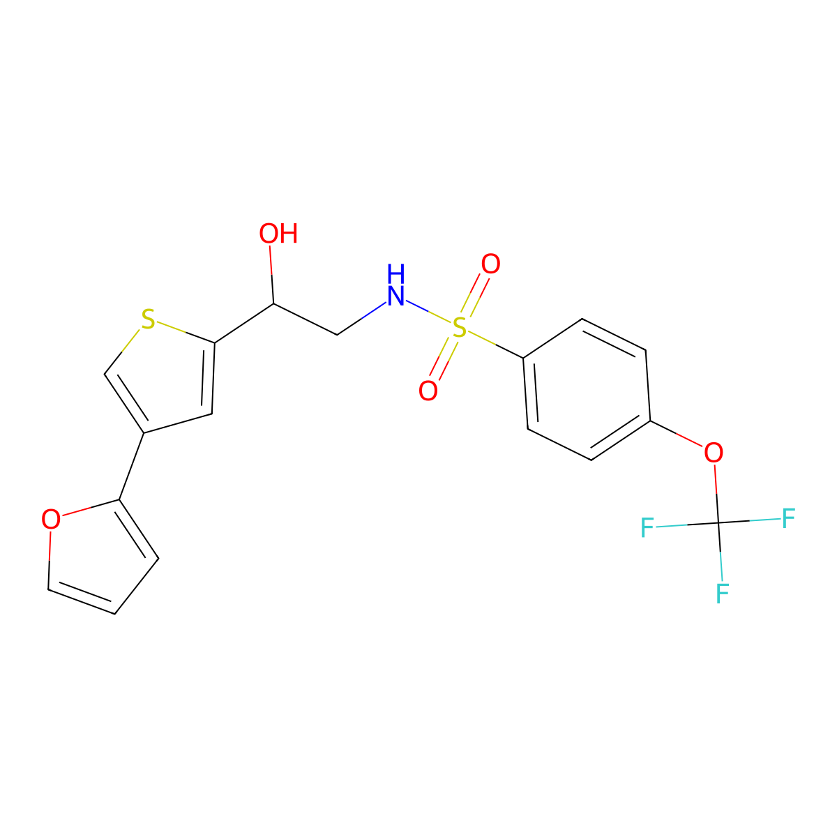 N-{2-[4-(furan-2-yl)thiophen-2-yl]-2-hydroxyethyl}-4-(trifluoromethoxy)benzene-1-sulfonamide molecular structure, CAS 2379989-32-7
