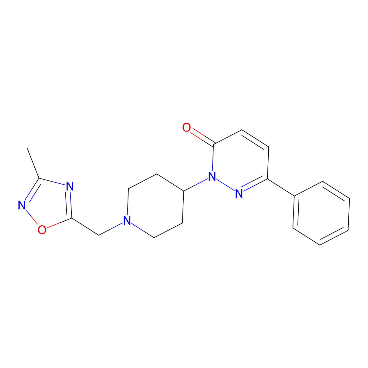 2-{1-[(3-Methyl-1,2,4-oxadiazol-5-yl)methyl]piperidin-4-yl}-6-phenyl-2,3-dihydropyridazin-3-one molecular structure, CAS 2379993-21-0