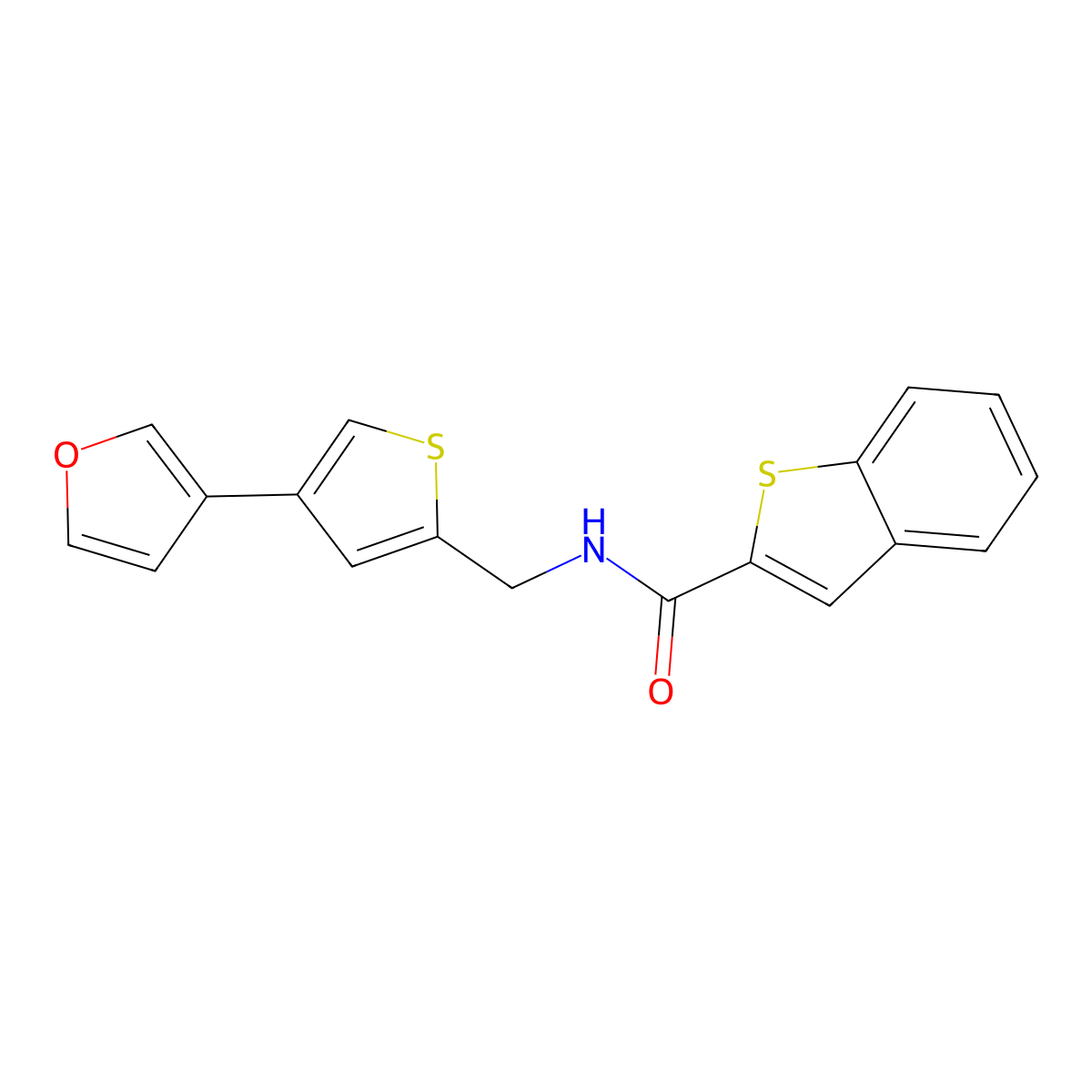 N-{[4-(furan-3-yl)thiophen-2-yl]methyl}-1-benzothiophene-2-carboxamide molecular structure, CAS 2379993-23-2