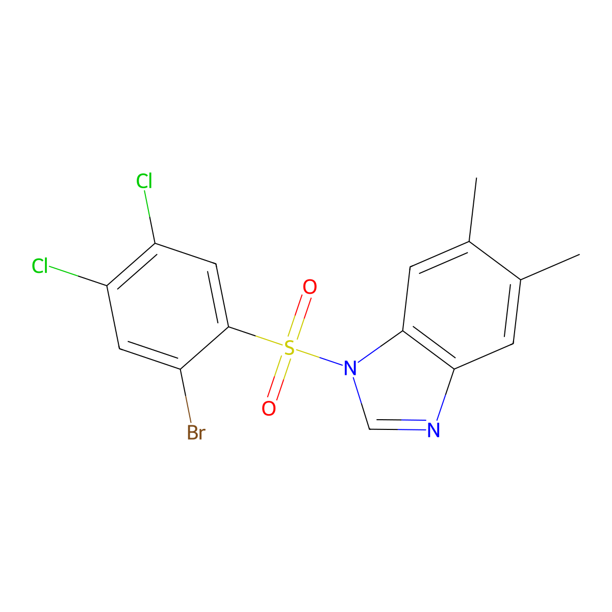 1-(2-bromo-4,5-dichlorobenzenesulfonyl)-5,6-dimethyl-1H-1,3-benzodiazole molecular structure, CAS 2379993-26-5
